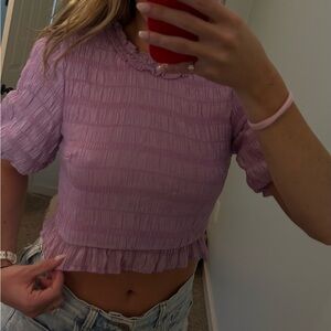 Lena Lavender Smocked Ruffle Crop Top